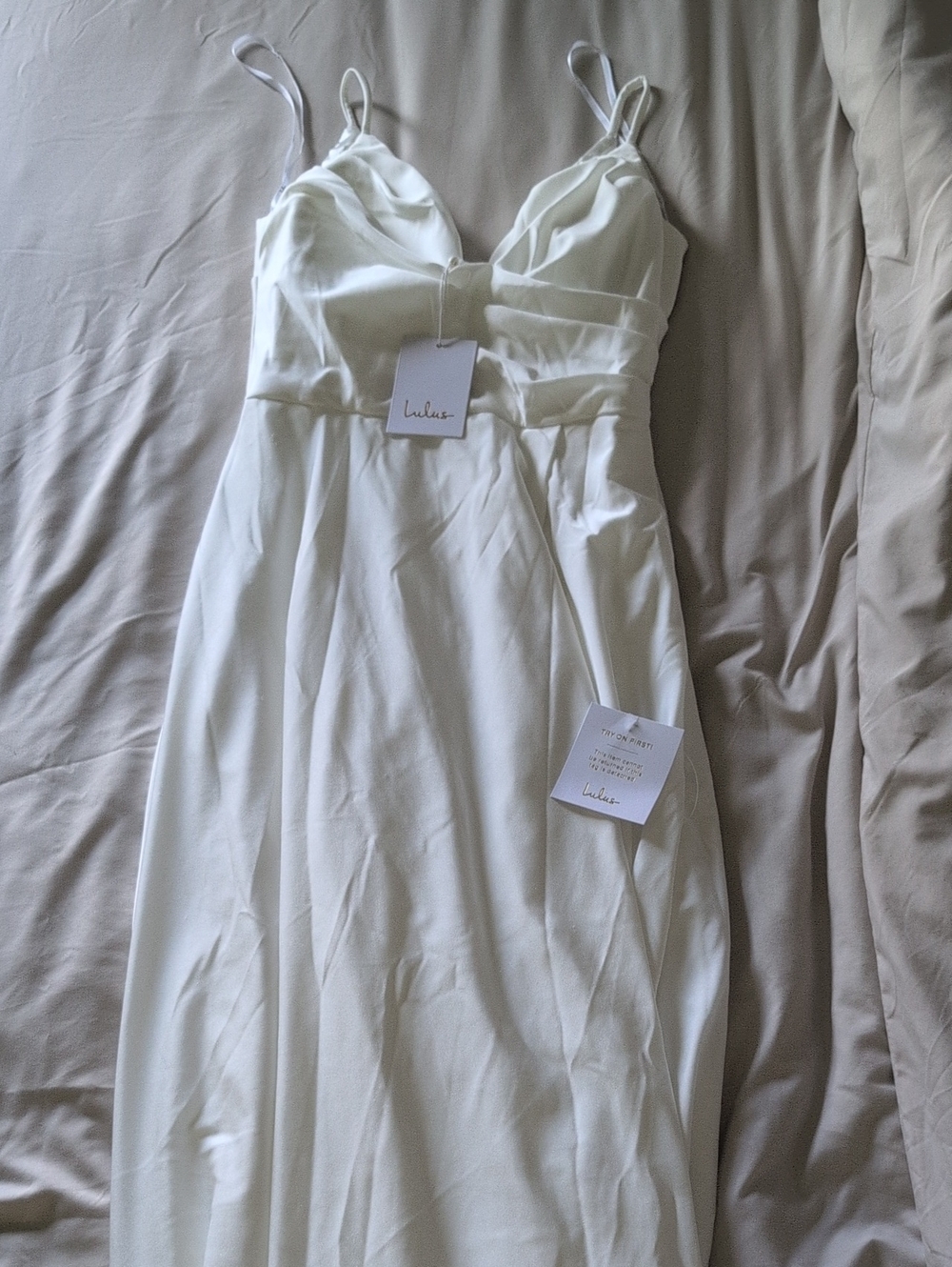 Lulu's White V-Neck Maxi Dress